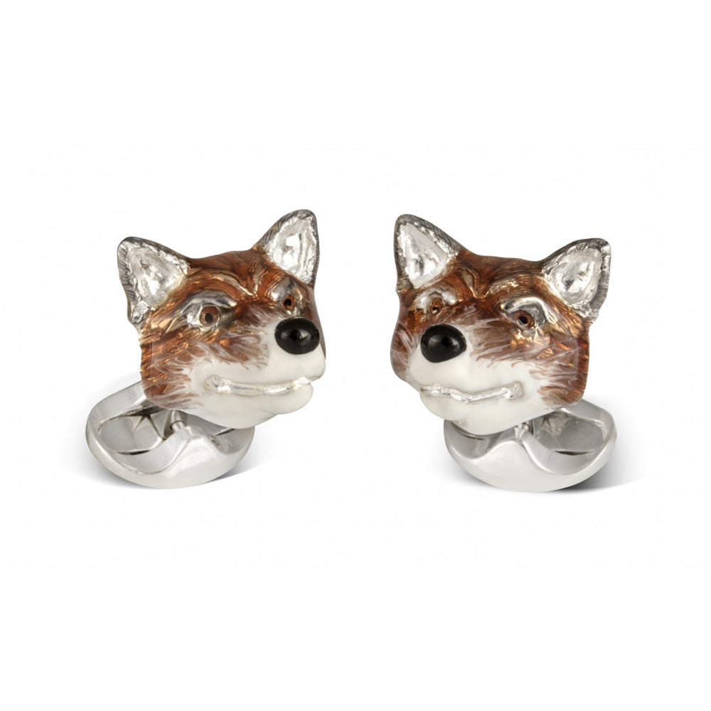 Fox Head Solid Silver Cufflinks