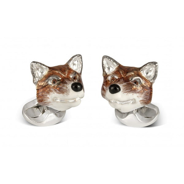 Fox Head Solid Silver Cufflinks