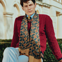 English Gold Madder Print Stag Scarf