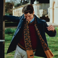 English Gold Madder Print Stag Scarf