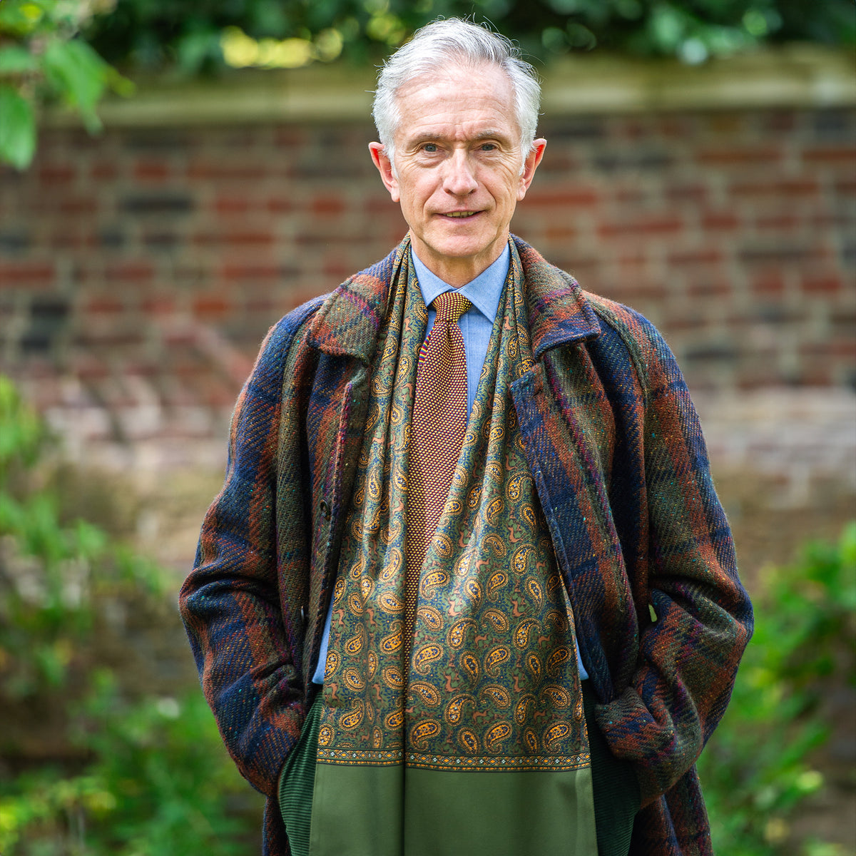Green English Madder Print Stag Scarf