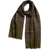 English Sage Green Madder Print Stag Scarf