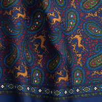 English Navy Madder Print Stag Scarf