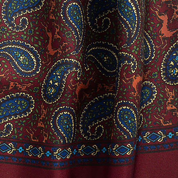 English Wine Madder Print Stag Scarf