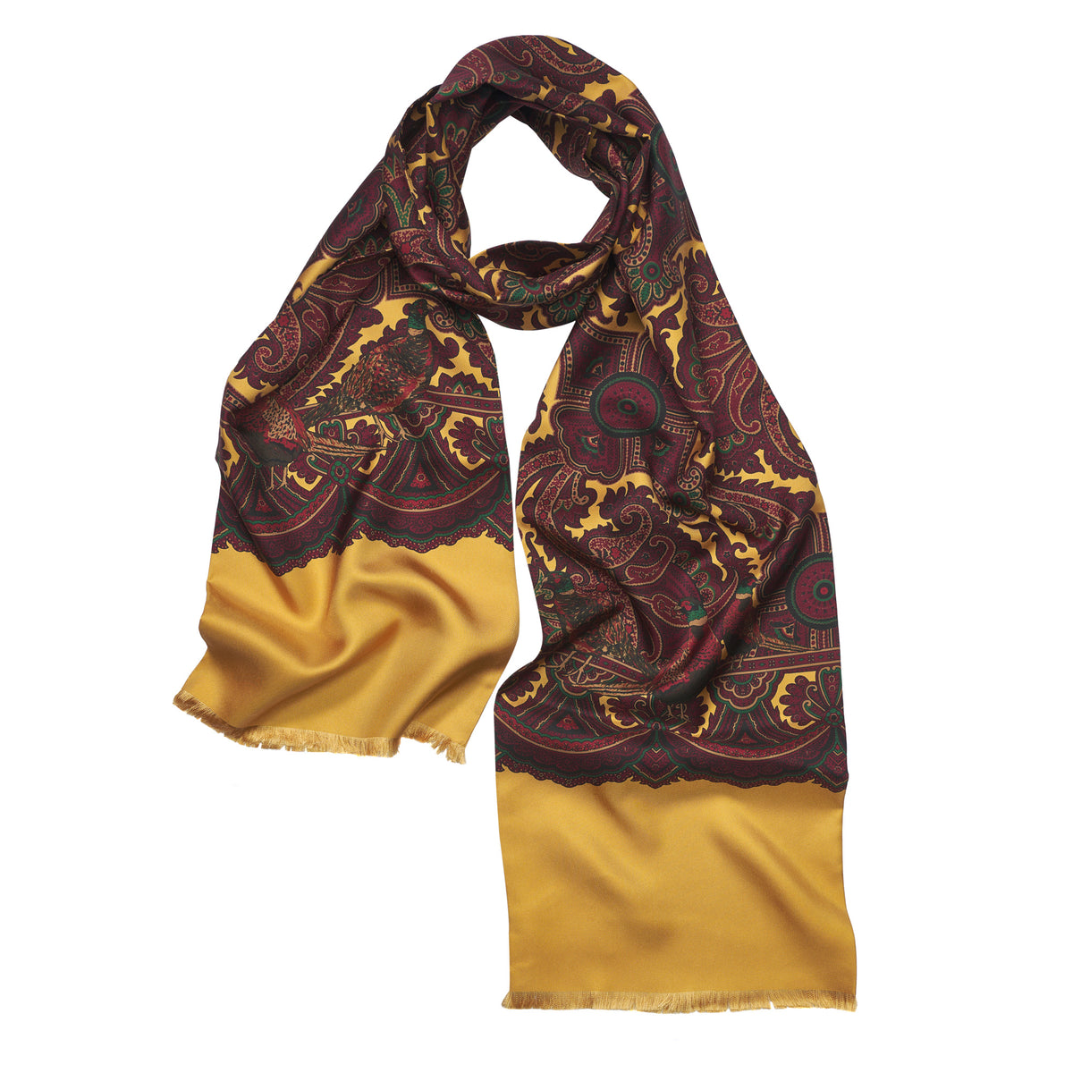 Gold Madder Print Pheasant Scarf