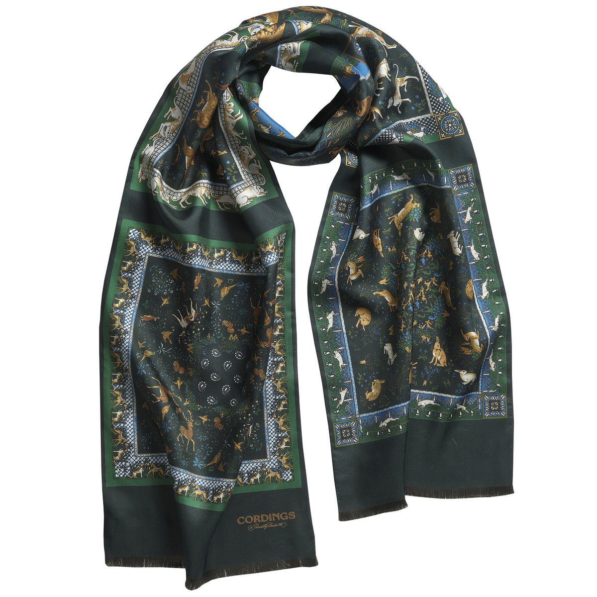 Green Woodland Madder Silk Scarf