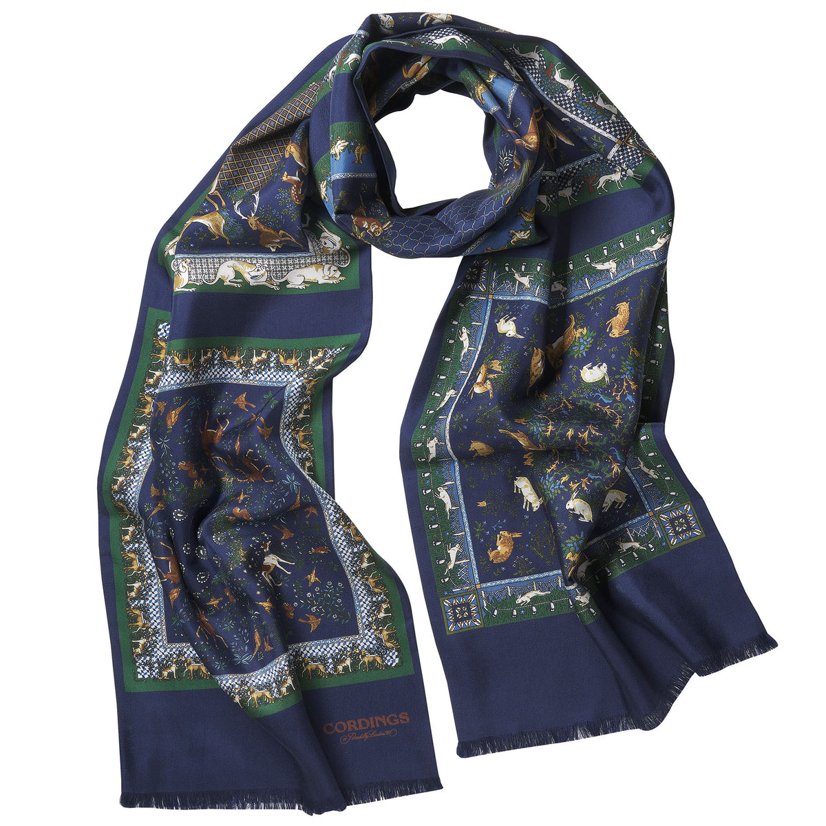 Navy Woodland Madder Silk Scarf