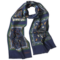 Navy Woodland Madder Silk Scarf