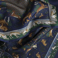 Navy Woodland Madder Silk Scarf