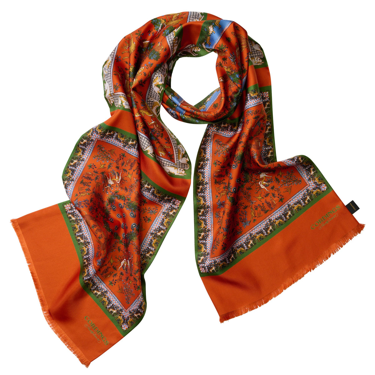 Orange Rust Woodland Madder Silk Scarf
