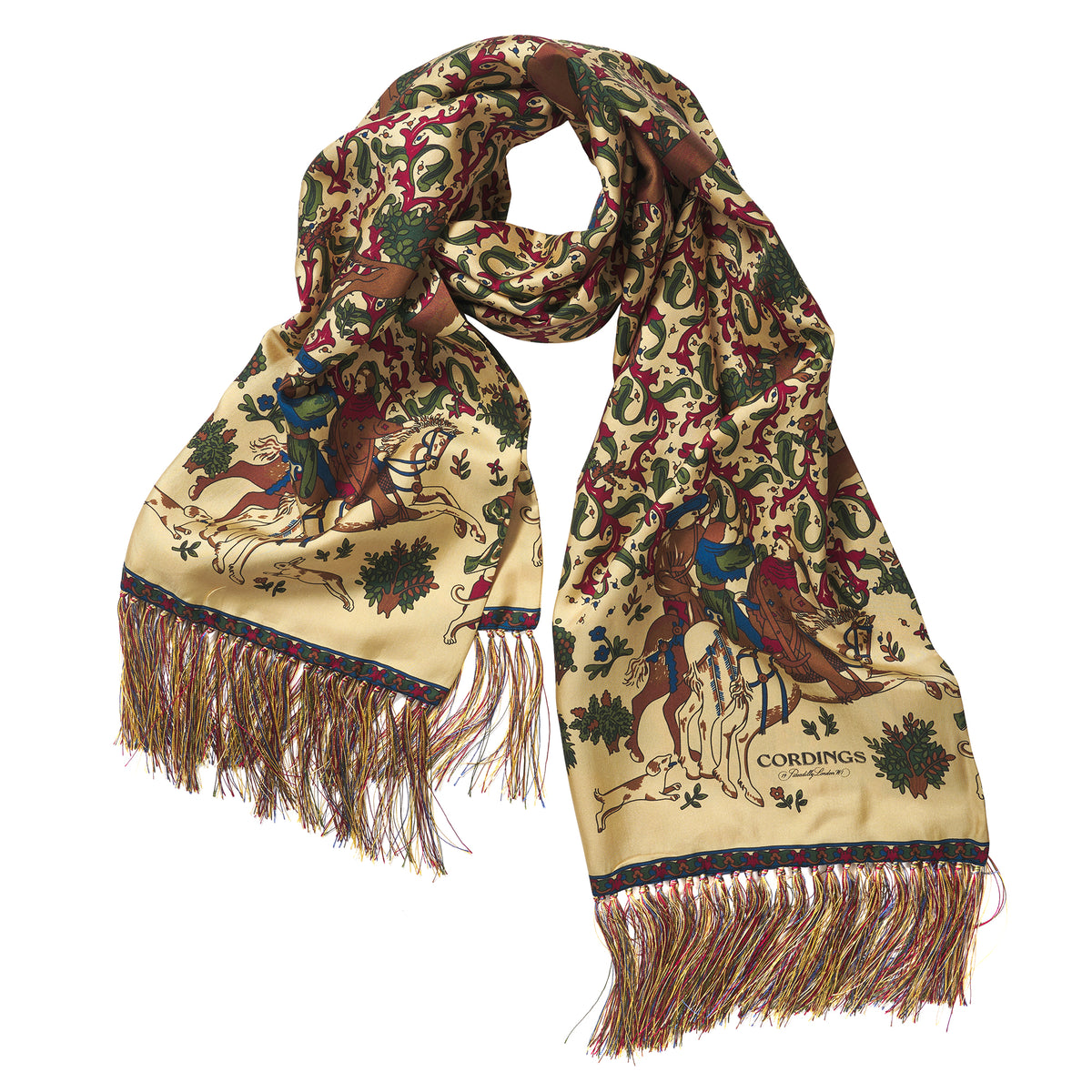 Buff Medieval Hunting Silk Scarf