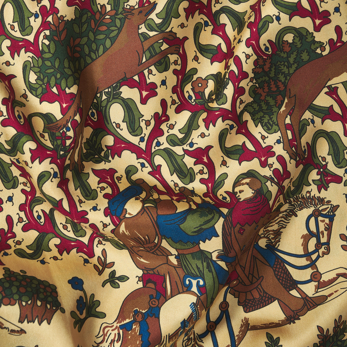 Buff Medieval Hunting Silk Scarf