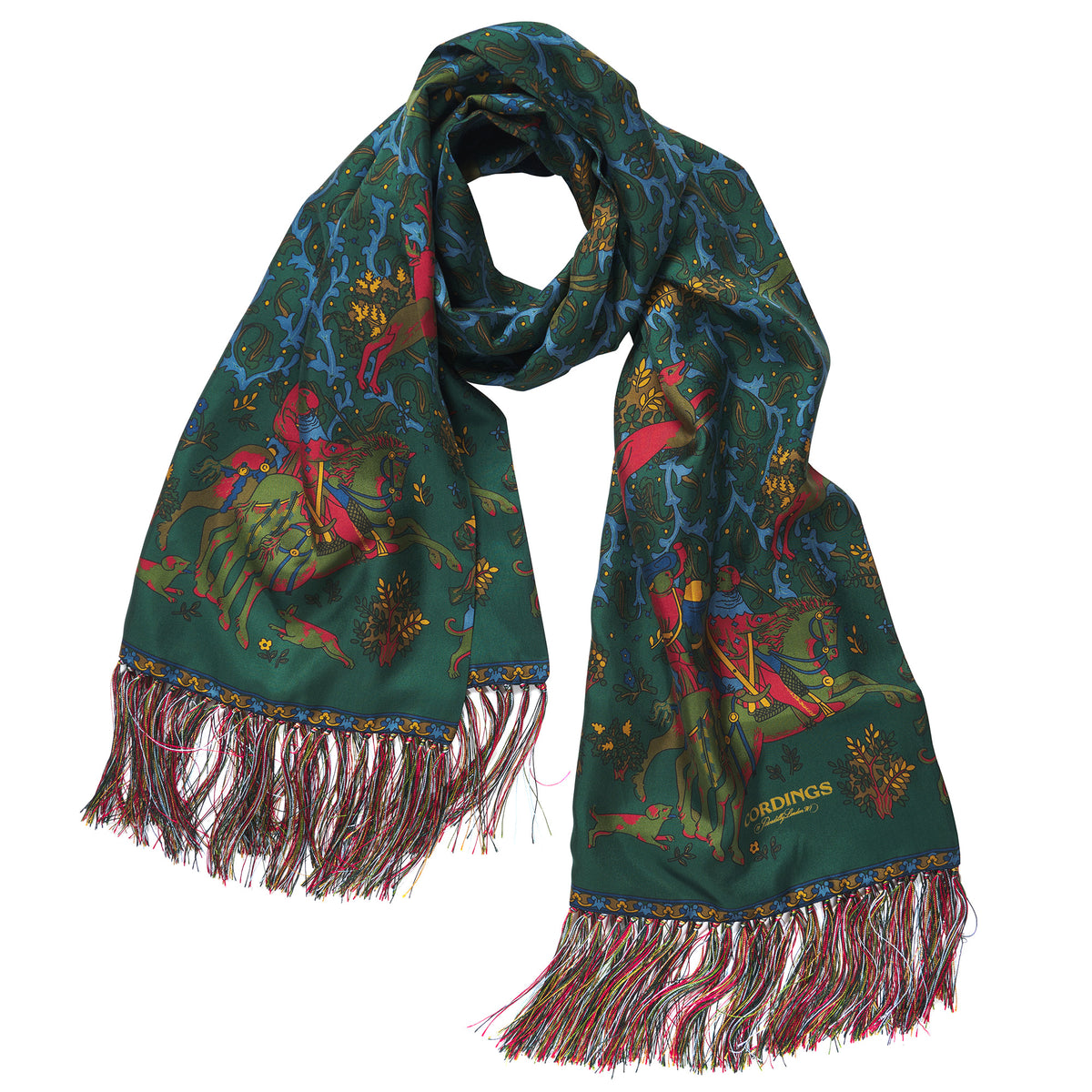Green Medieval Hunting Silk Scarf