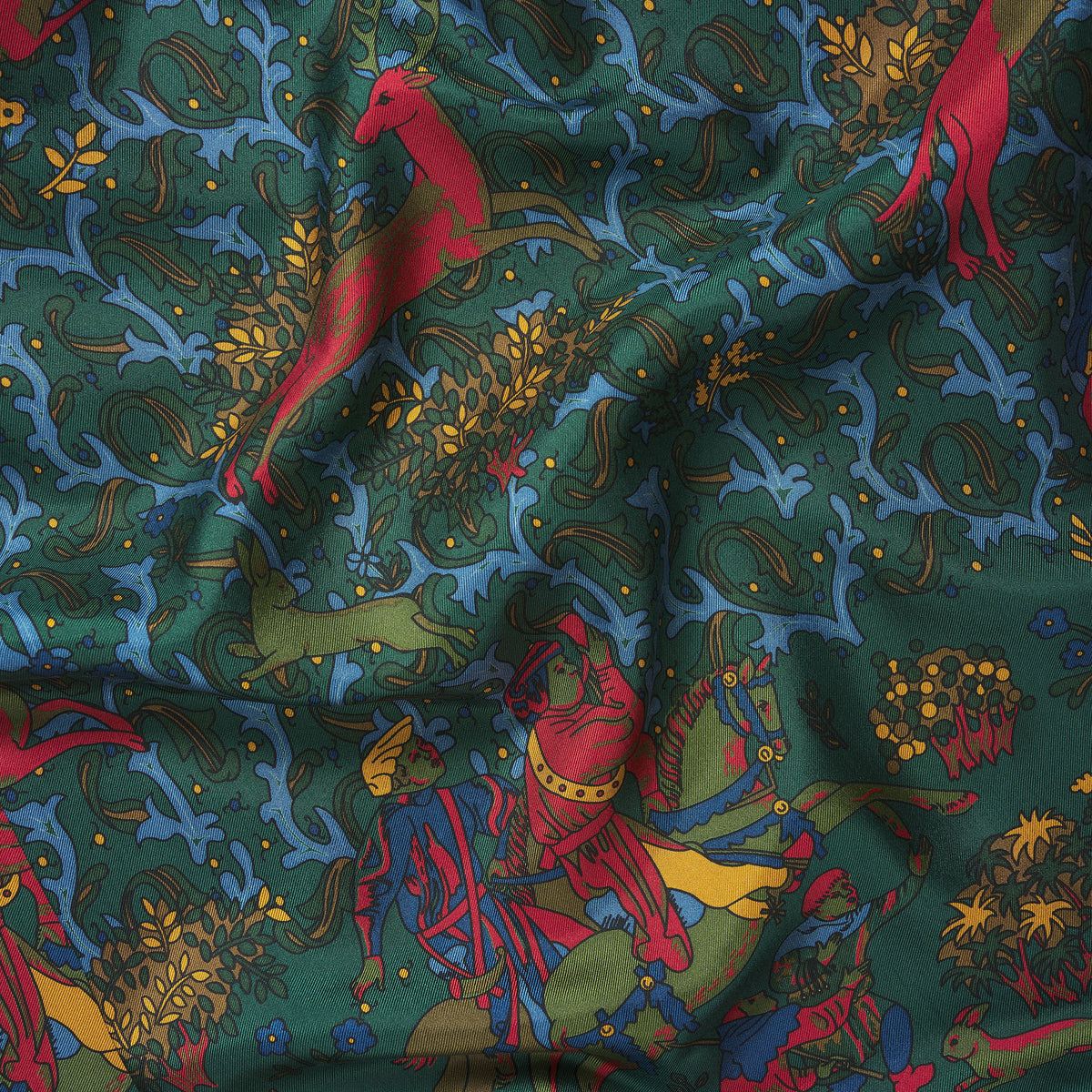Green Medieval Hunting Silk Scarf