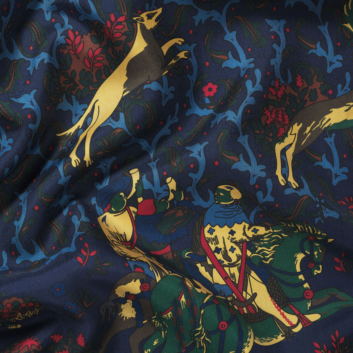 Navy Medieval Hunting Silk Scarf