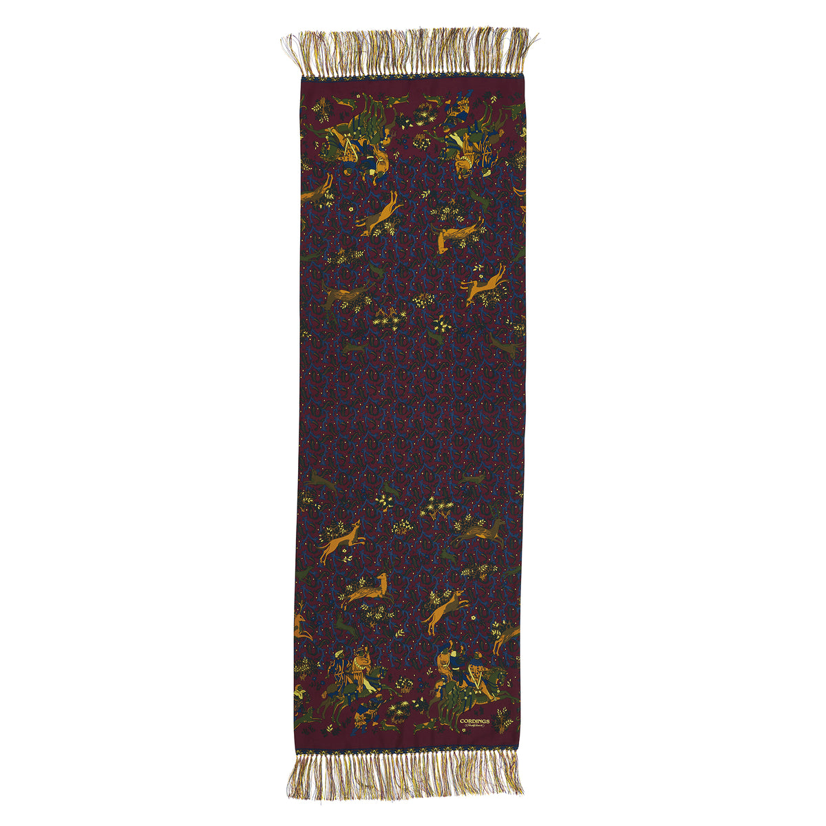 Burgundy Medieval Hunting Silk Scarf
