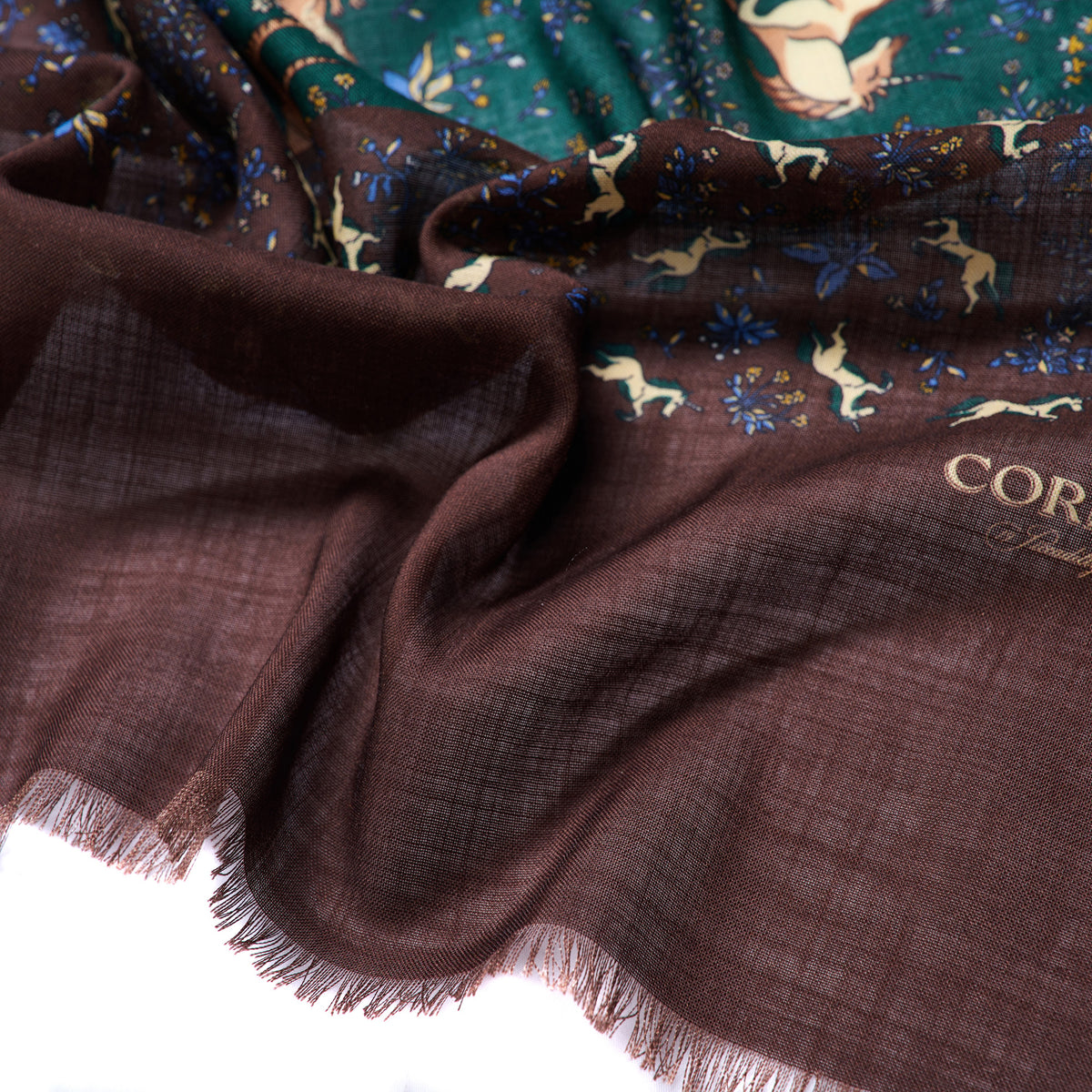 Burgundy Wool & Silk Unicorn Scarf