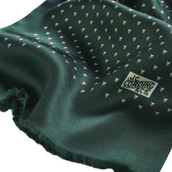 Green Silk Fox Head Scarf