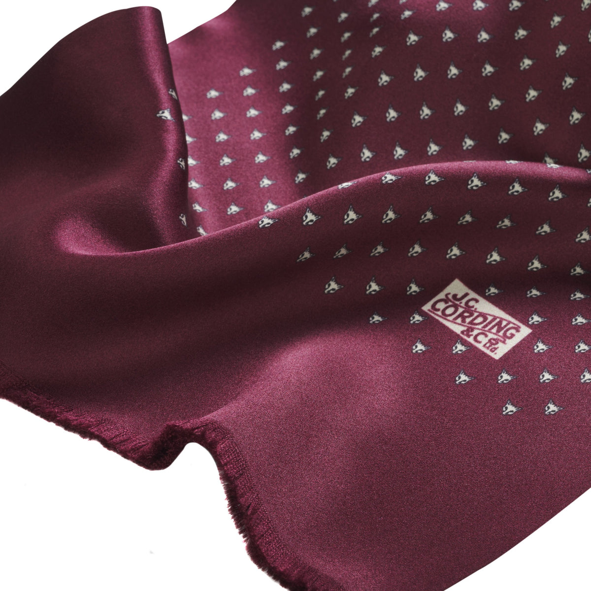 Burgundy Silk Fox Head Scarf