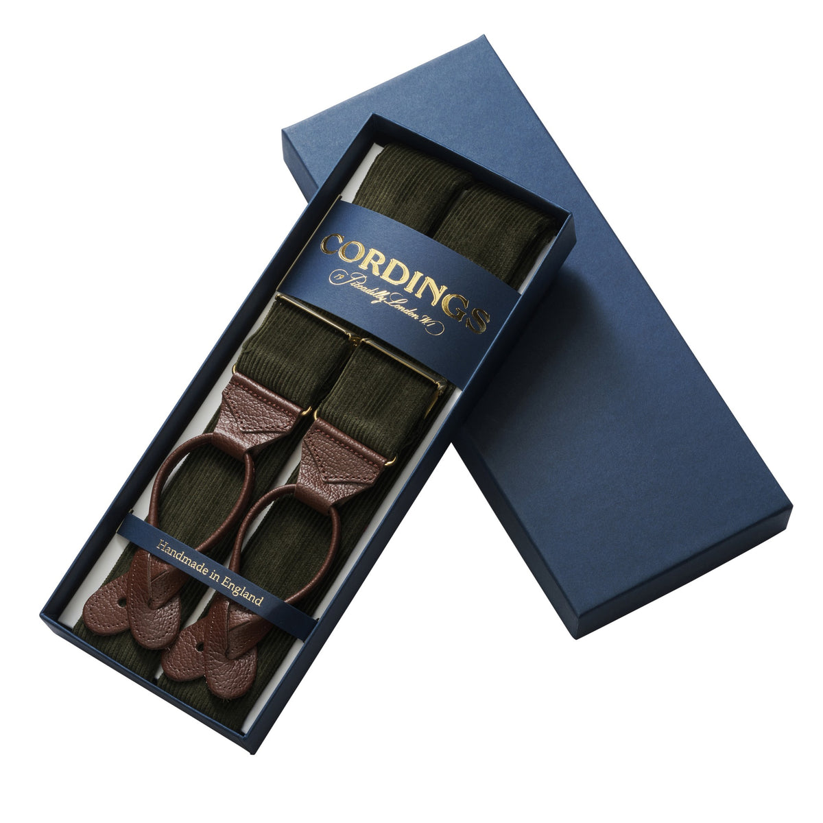 Olive Fine Cord Braces