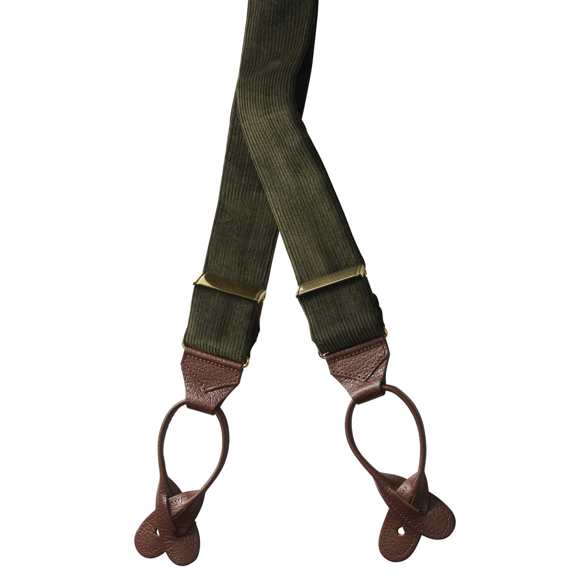 Olive Fine Cord Braces
