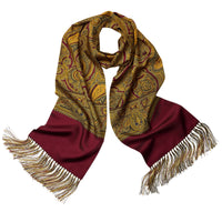 Burgundy and Gold Madder Silk Scarf