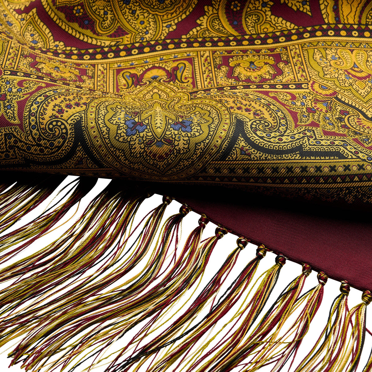 Burgundy and Gold Madder Silk Scarf