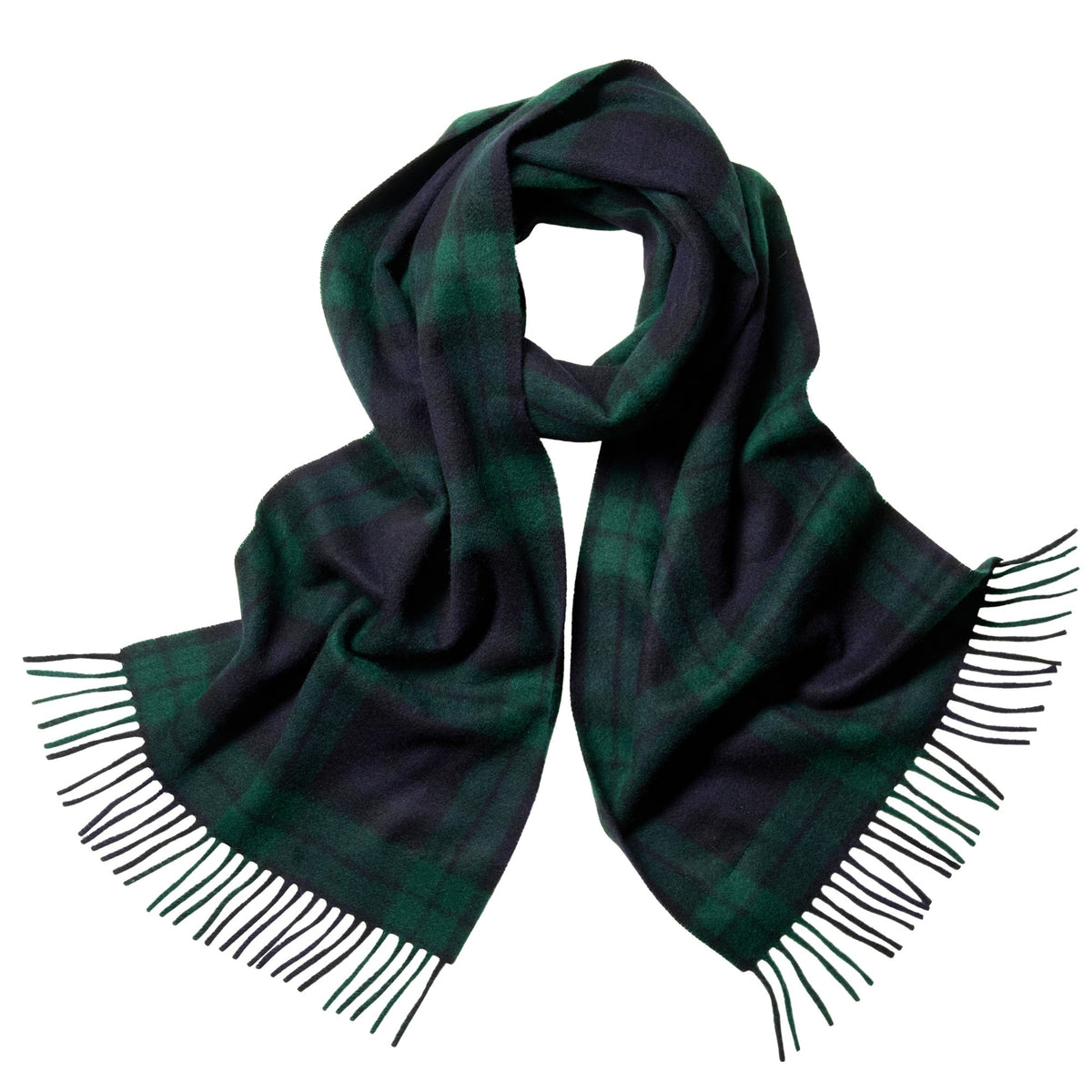 Black Watch Tartan Check Cashmere Scarf