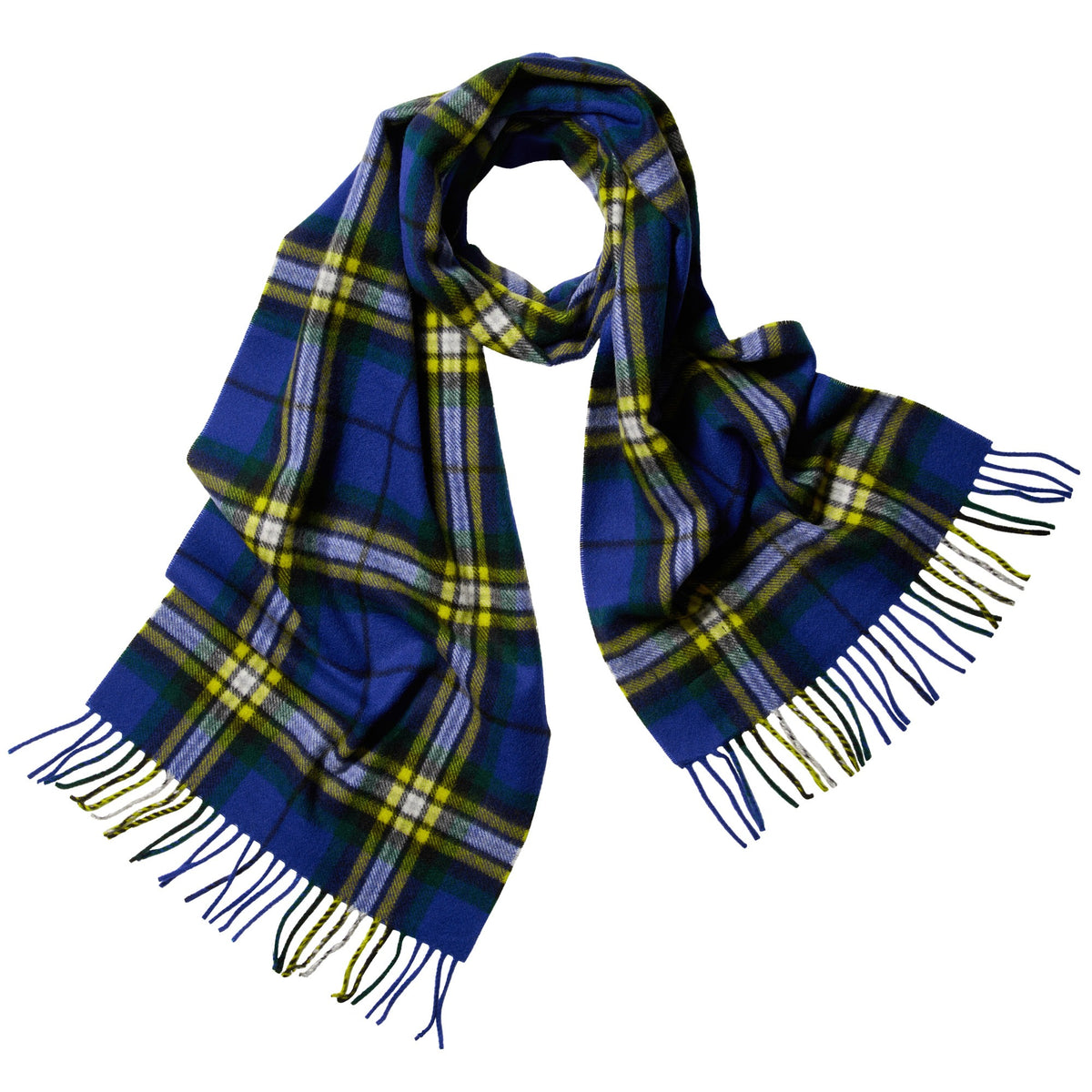Blue White Check Cashmere Scarf