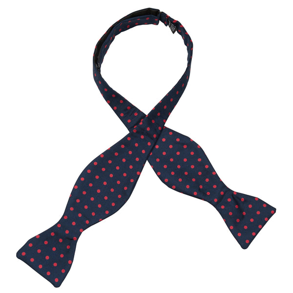 Navy & Red Spot Silk Bow Tie