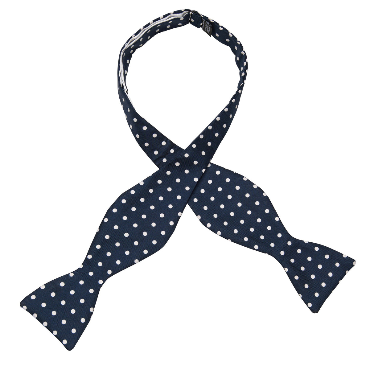Navy & White Spot Silk Bow Tie