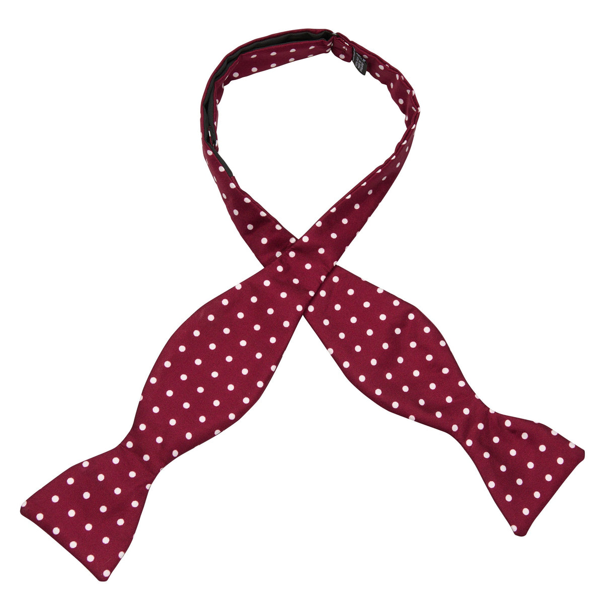 Burgundy & White Spot Silk Bow Tie