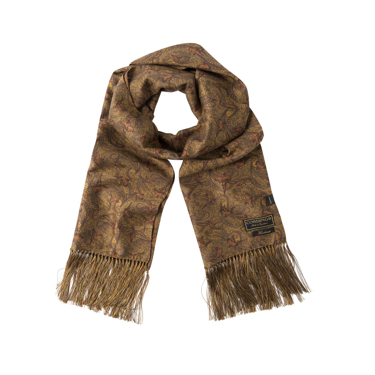 Gold Hand Fringed Pheasant Scarf