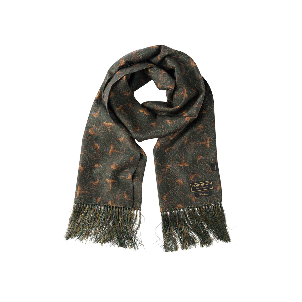 Green Hand Fringed Pheasant Scarf