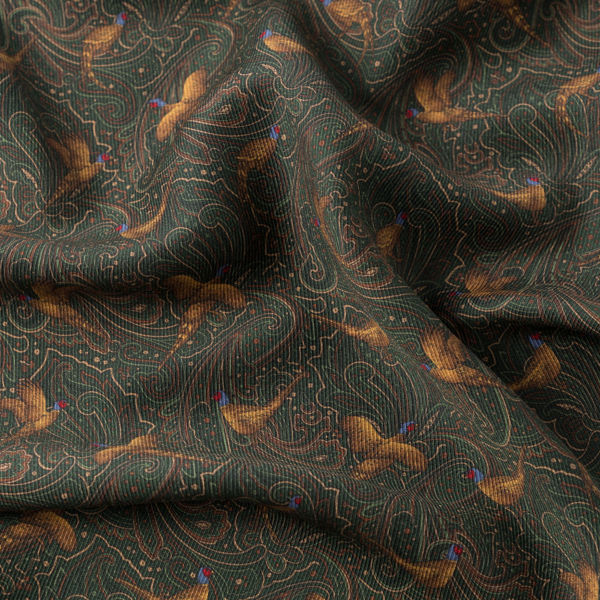 Green Hand Fringed Pheasant Scarf