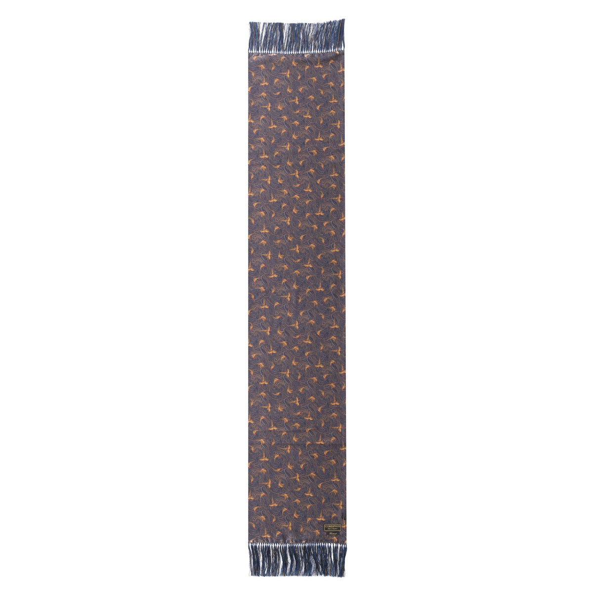 Navy Hand Fringed Pheasant Scarf
