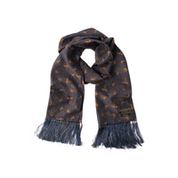Navy Hand Fringed Pheasant Scarf