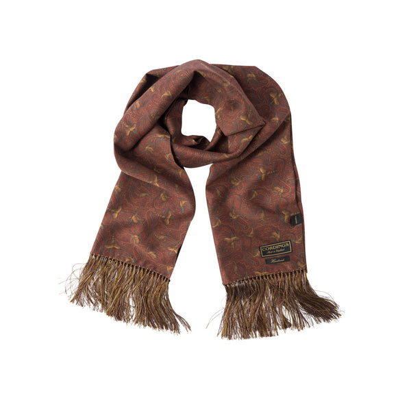 Orange Hand Fringed Pheasant Scarf