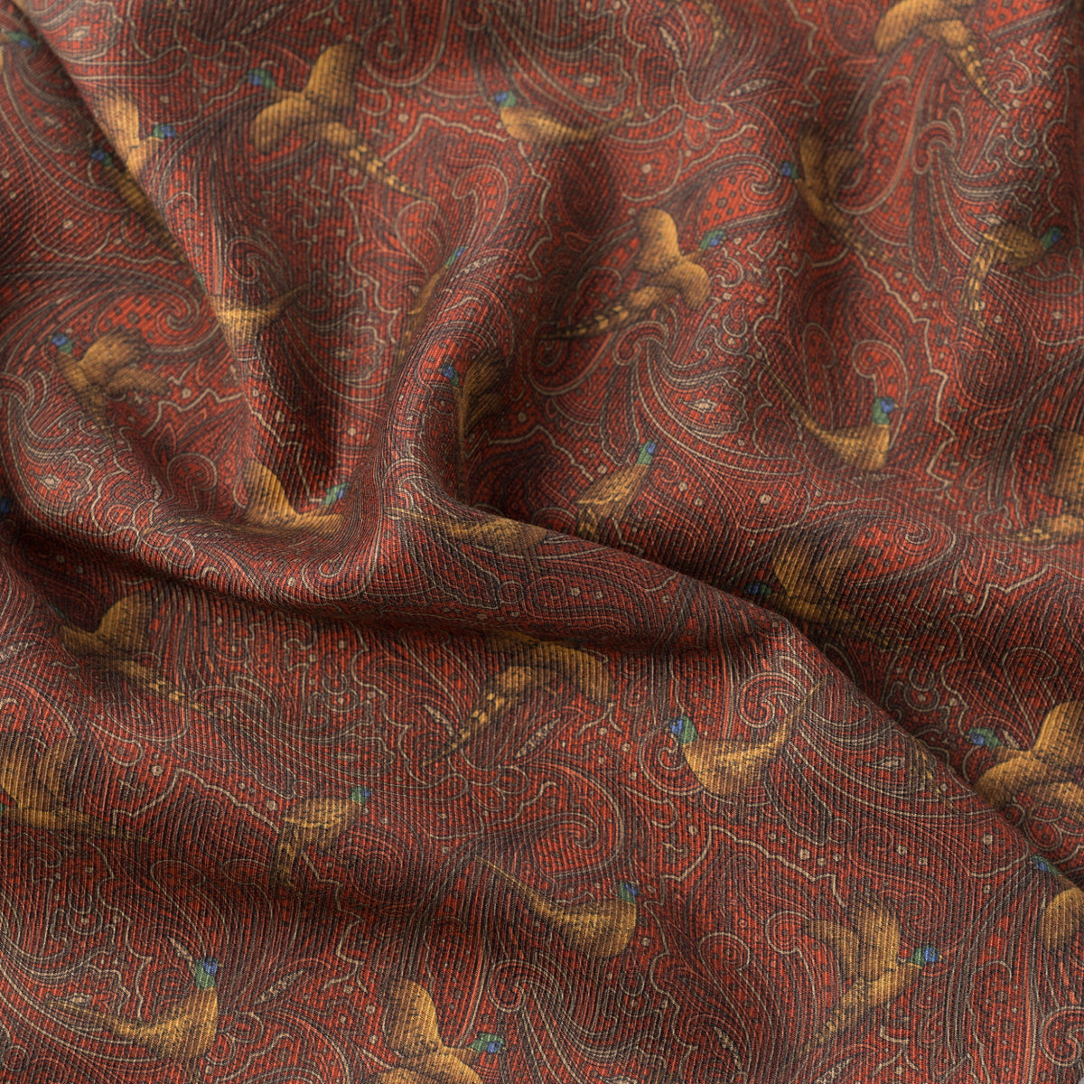 Orange Hand Fringed Pheasant Scarf