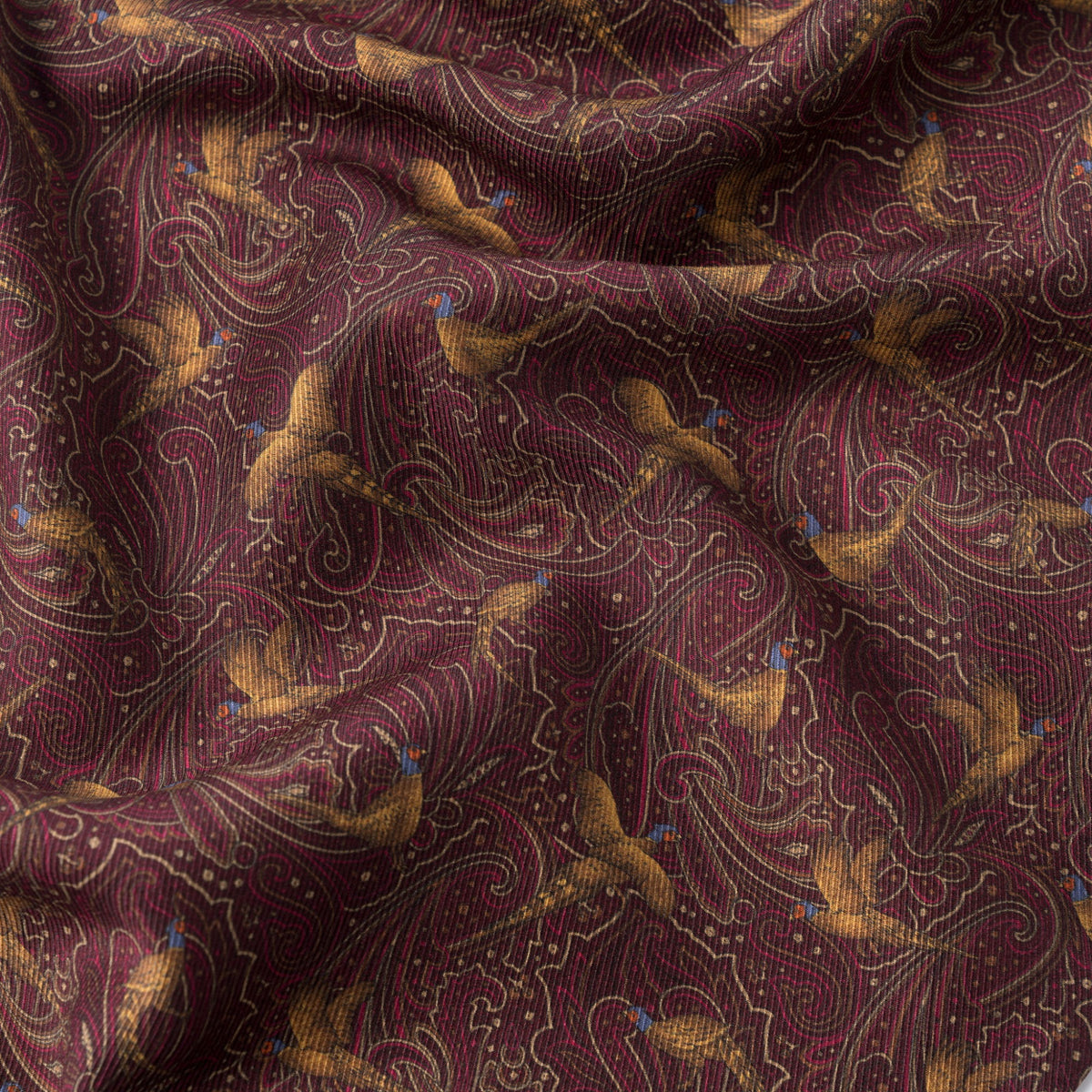 Red Hand Fringed Pheasant Scarf