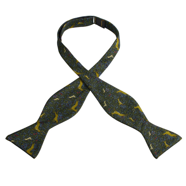 Olive Running Stags Bow Tie