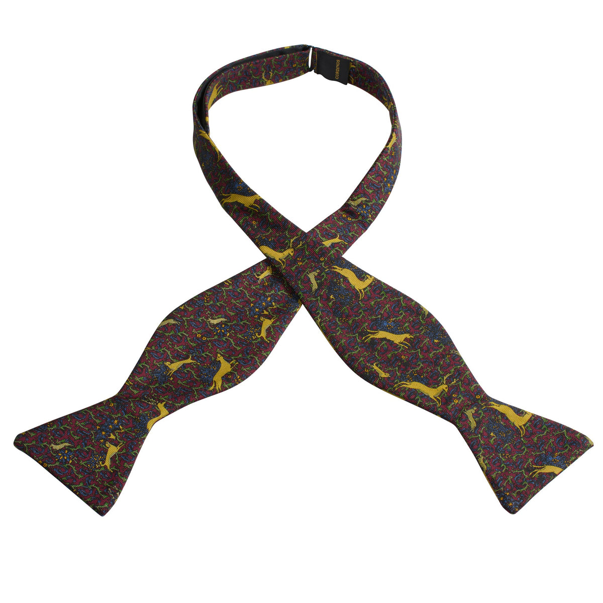 Burgundy Running Stags Bow Tie