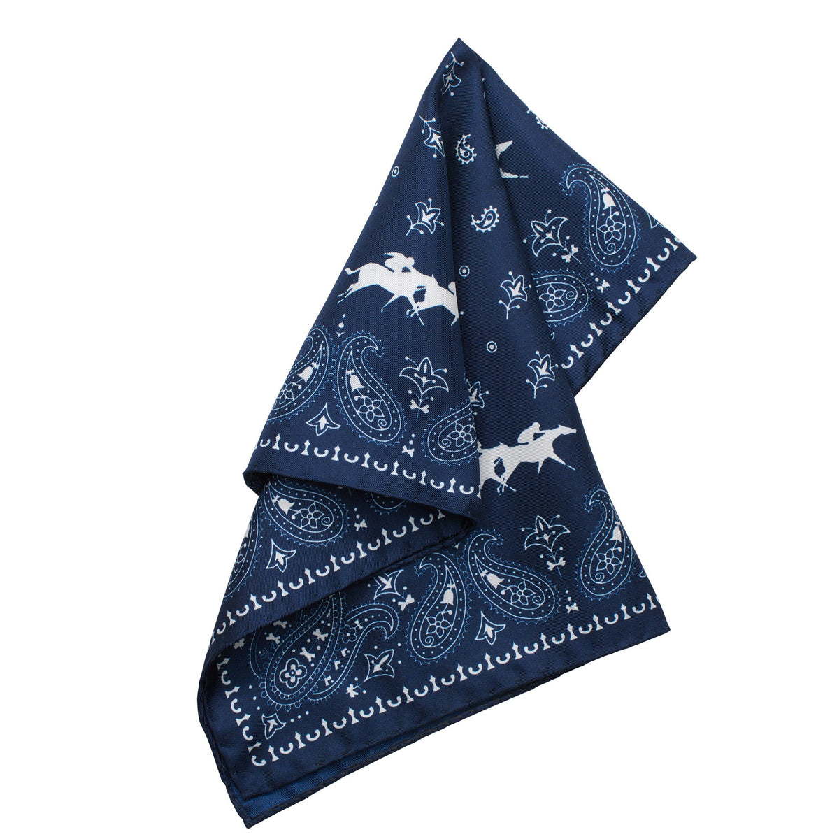 Navy & White Silk Racing Hank