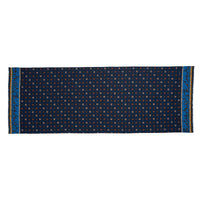 Navy Rose Wool & Silk Scarf