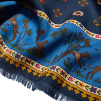 Navy Rose Wool & Silk Scarf