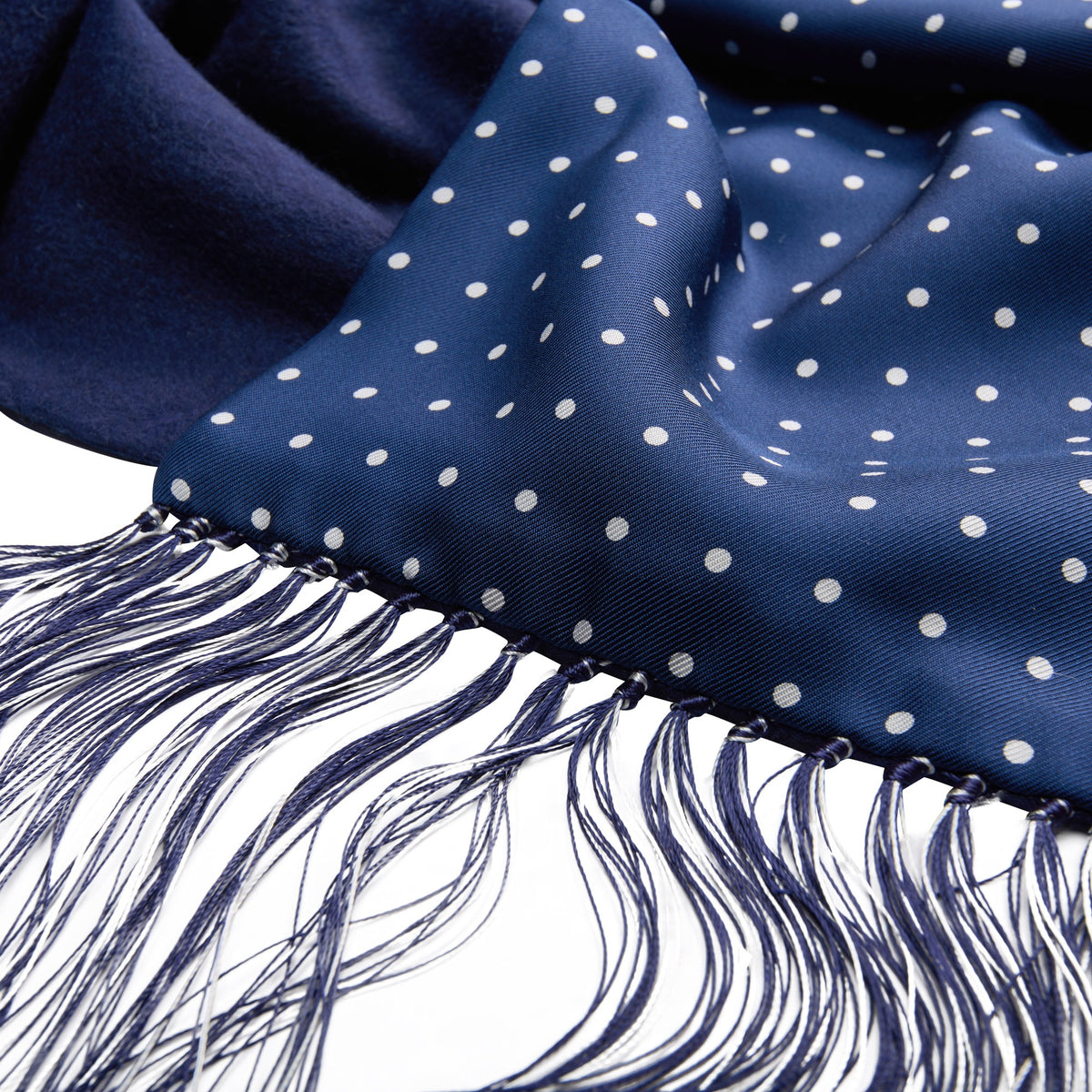 Indigo Reversible Cashmere & Silk Spot Scarf