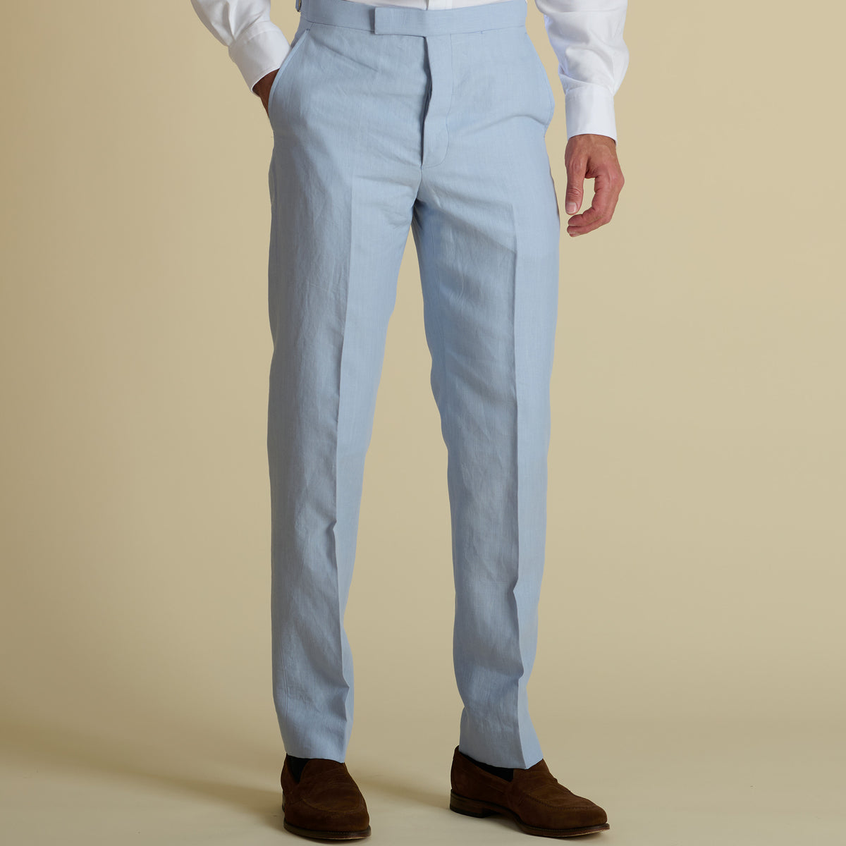 Pale Blue Banbridge Linen Trousers
