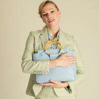 Aqua Bamboo Leather Handbag