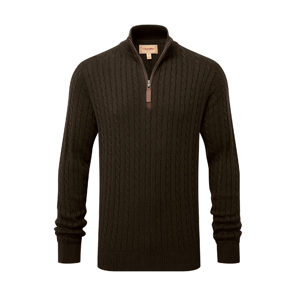 Schöffel Loden Green Calton Cable ¼ Zip Jumper