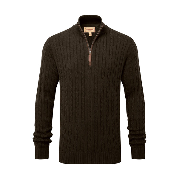 Schöffel Loden Green Calton Cable ¼ Zip Jumper